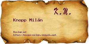 Knopp Milán névjegykártya
